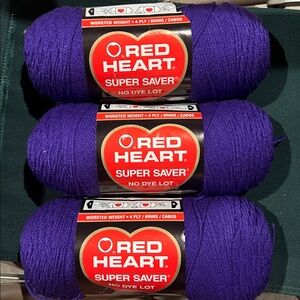 Red Heart Super Saver Amethyst 3 Rolls NEW